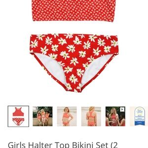 Daisy Delight Red Kids Bikini Set